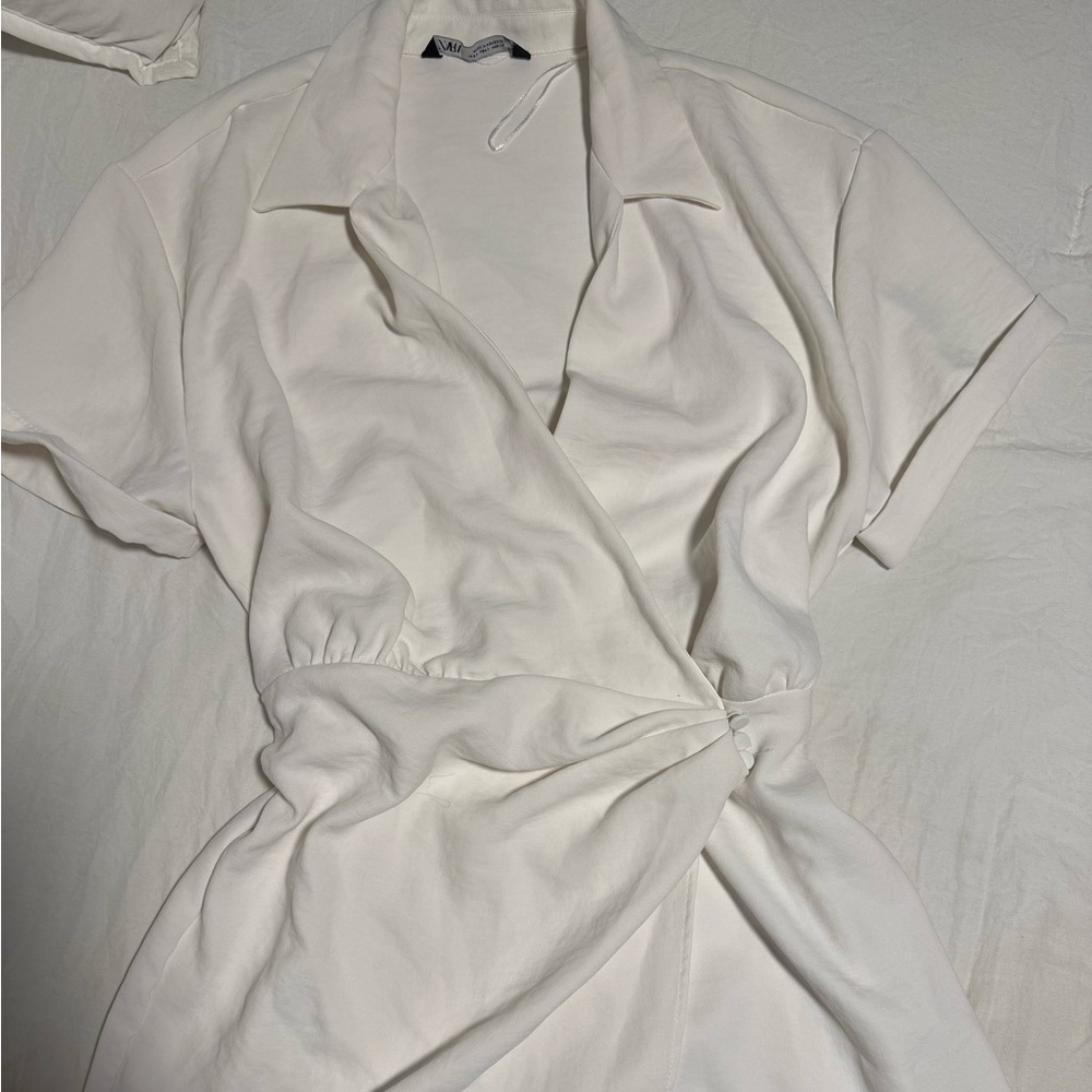 Zara Cream Wrap Mini Dress